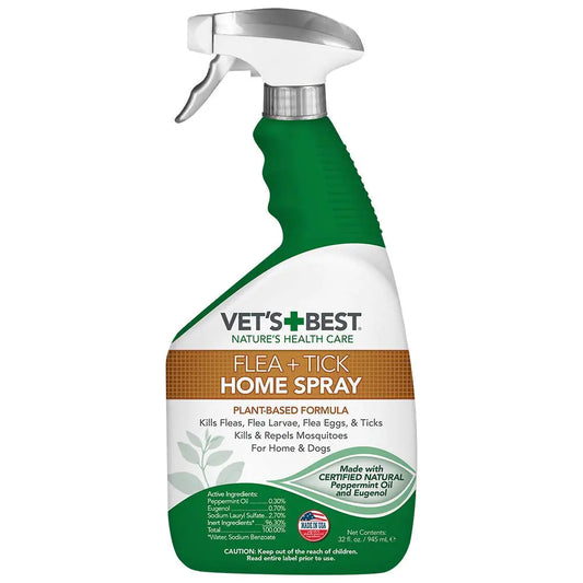 Vet’s Best Flea & Tick Home Spray – Plant-Based for Pets (32 oz, Natural Oils)